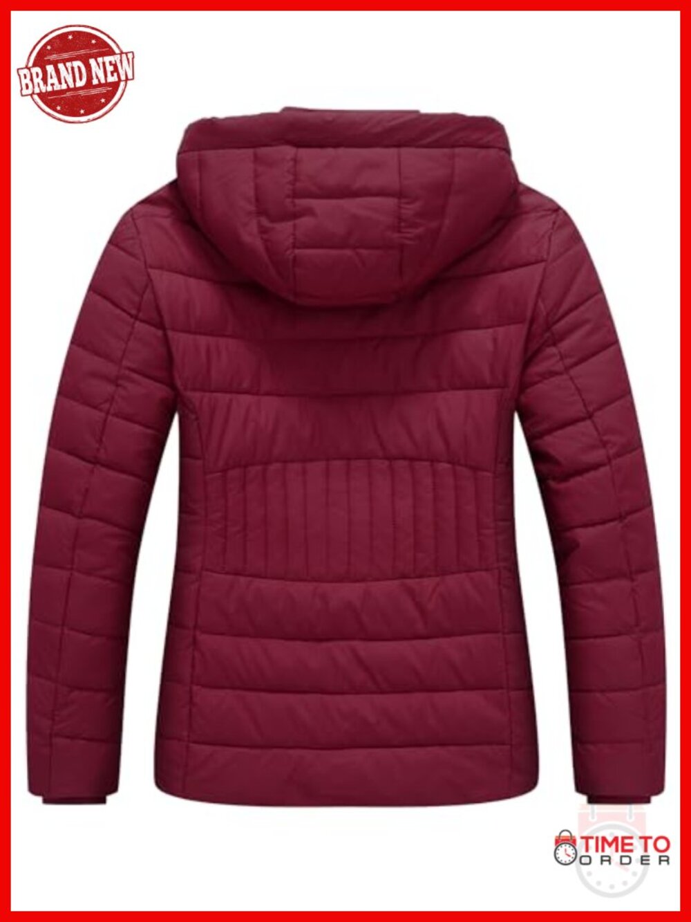 Women's Waterproof Puffer Jacket with Detachable Hood - Insulated Quilted - Picture 3 of 6